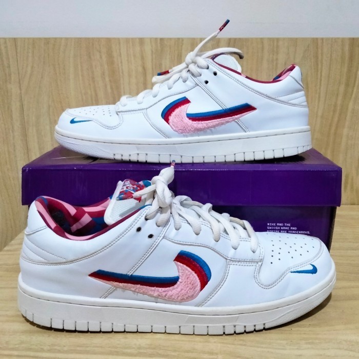 Sb Dunk Low QS OG Parra White Multicolor Sneakers Sepatu Shoes Multi Color White Blue Pink