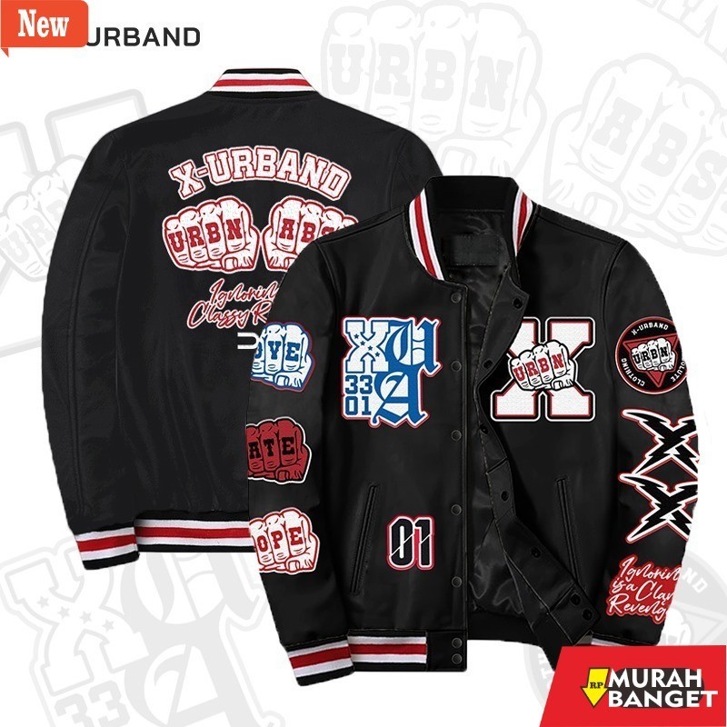 jaket kulit pria garut Dhozen Jaket Varsity Micro Satin Kancing