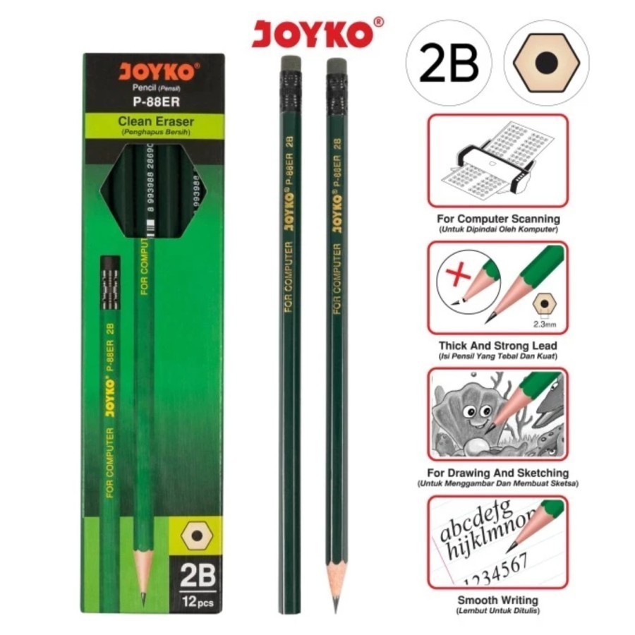 

BTS - Pensil 2B Joyko P-88 1 LUSIN isi 12pcs