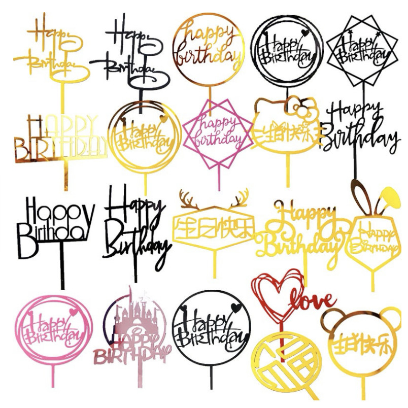CAKE TOPPER ACRYLIC ISI 10 PCS PER PACK TOPPER HAPPY BIRTHDAY UNTUK HIASAN KUE ULTAH