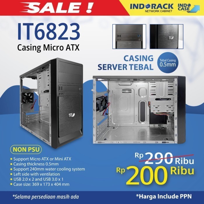 INDOCASE CASING TOWER IT6823 MICRO MINI FOR PC,SERVER CASING TEBAL