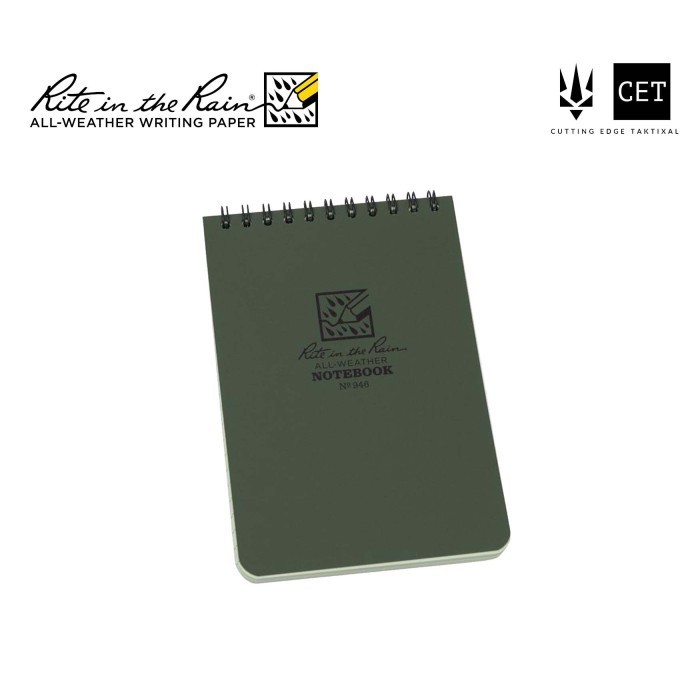 

Rite in the Rain - 946 Top-Spiral 4x6" Notebook - Buku Lapangan Tactical Anti Air Water Resist Proof Survey Survei Catatan Tahan 746 Series - Green