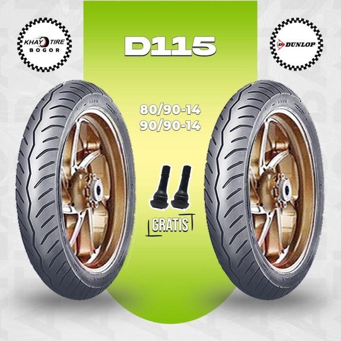 Sepasang Ban Motor Matic Dunlop D115 80/90 dan 90/90 Ring 14 Tubeless