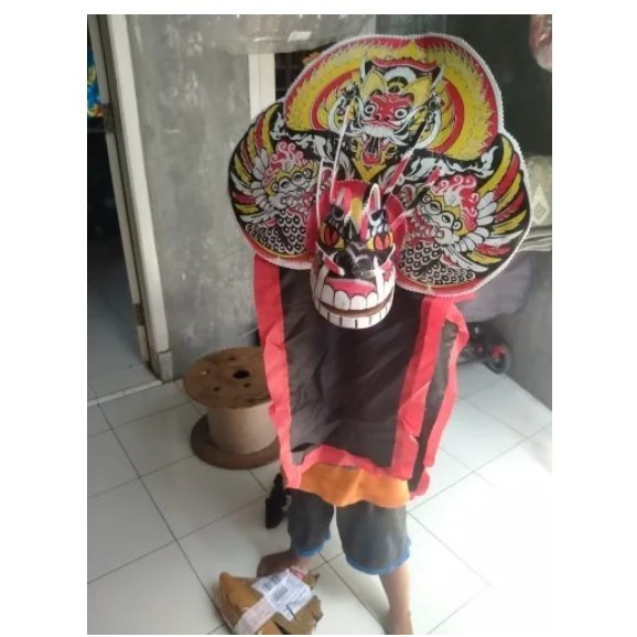 Mainan topeng barongan anak 
 tradisional caplokan devil spon kecil anak 2-4 tahun kucing kain panja