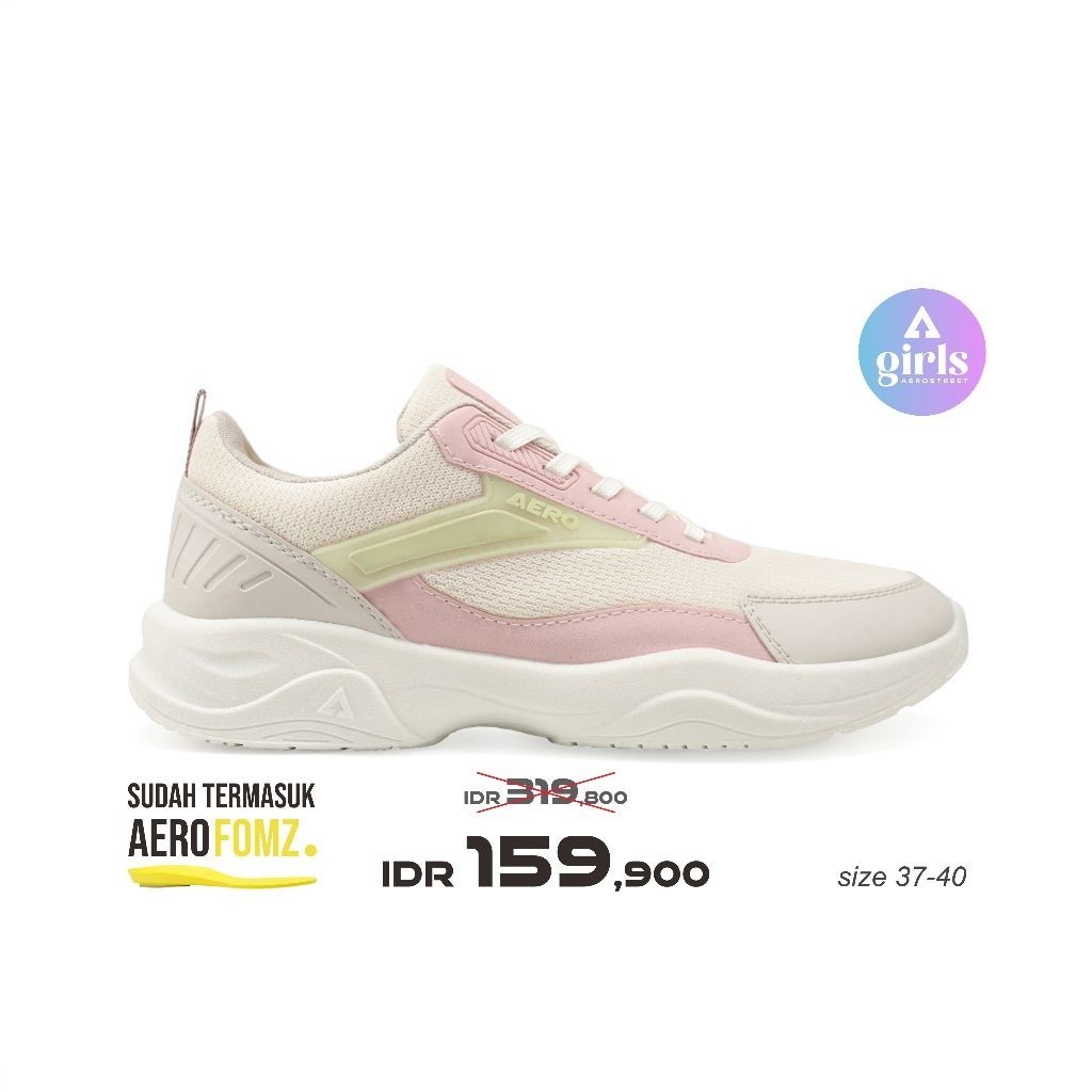 PROMO Aerostreet 37-40 Fresh Lemon Natural Merah Muda Krem - Sepatu Sneakers Casual Sport Pria Wanit