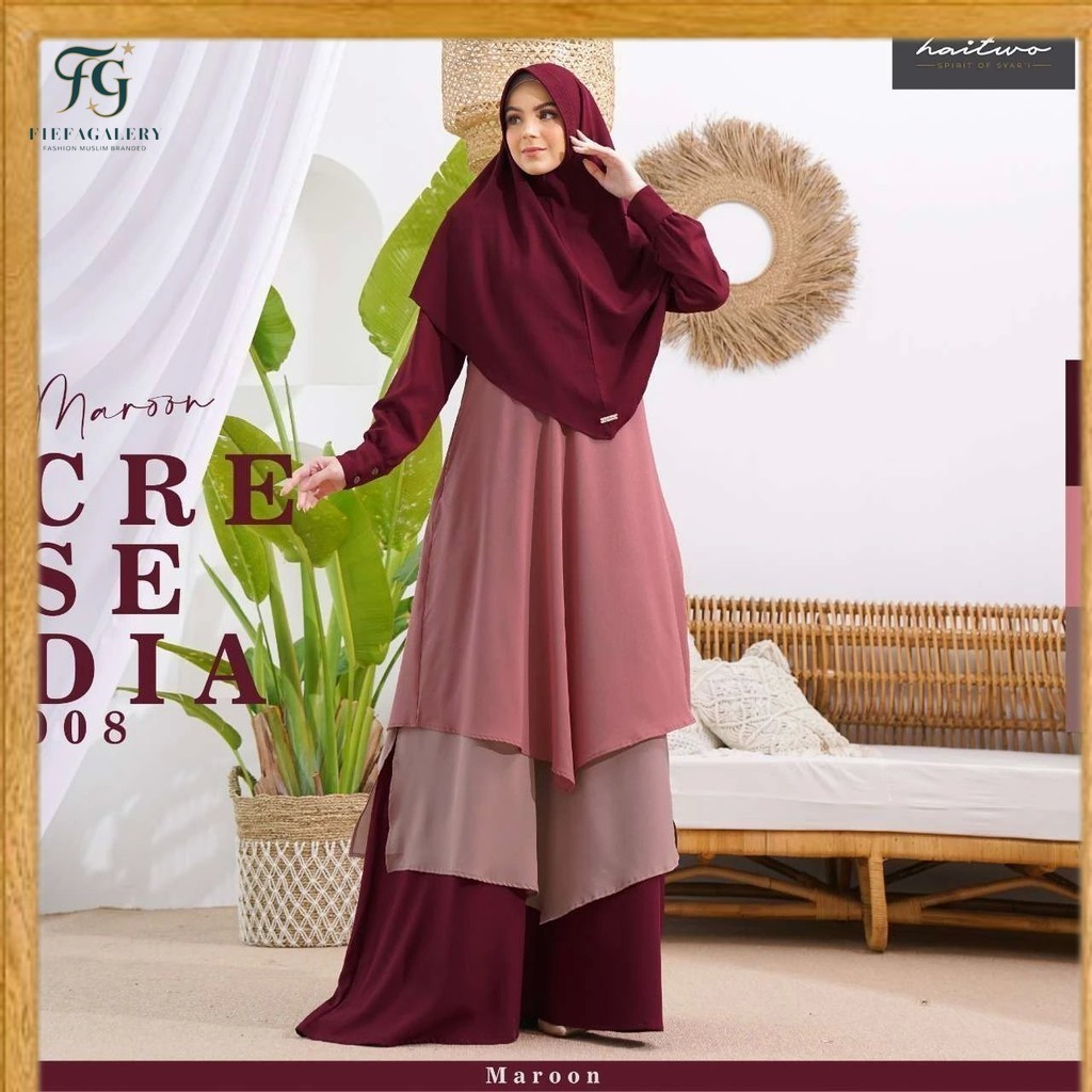 (Fg)Haitwo/NIBRAS Original/ Nibras Gamis Cresedia 008 Dress Muslimah Wanita /Gamis Premium/Gamis Sya