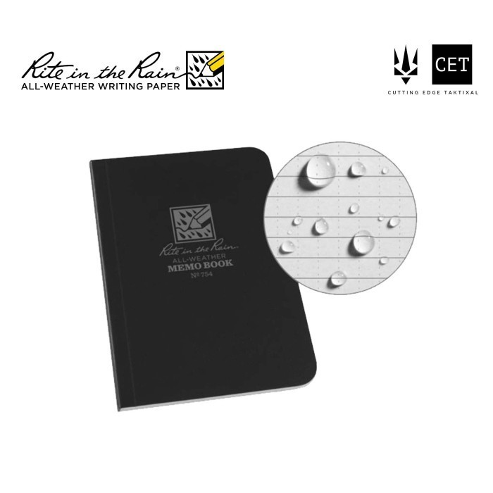 

Rite in the Rain - 754 Field-Flex Bound 3.5x5 inch Memo Book Notebook - Buku Lapangan Tactical Anti Air Water Resist Proof Survey Survei Catatan Tahan 54 Series 3.5 x 5 - Black