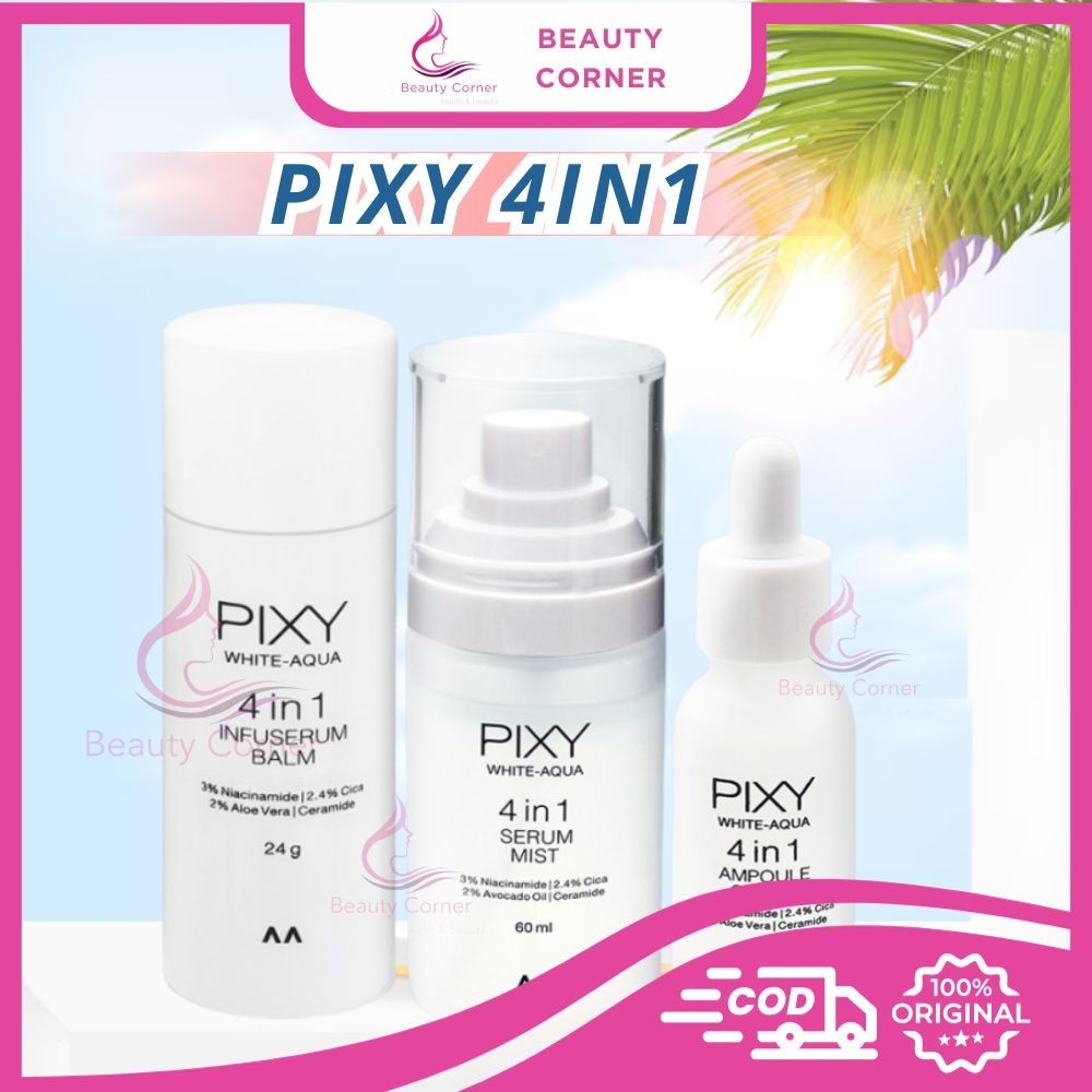 Pixy White-Aqua 4in1 Calming Bright Series | Ampoule Serum | Serum Mist | Infuserum Balm