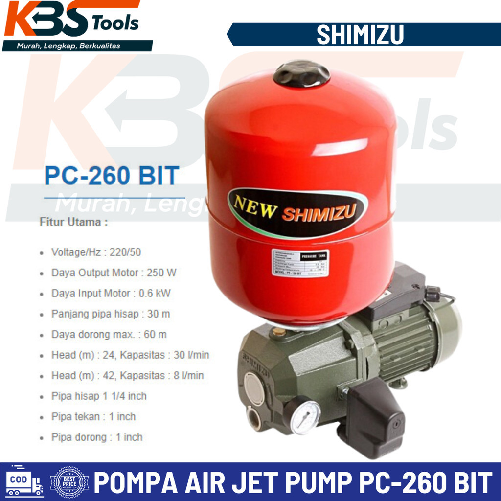 Mesin Pompa Air Shimizu Sumur Dalam PC 260 BIT Jet Pump PC-260 Bit