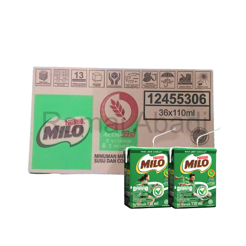 

MILO ACTIV-GO SUSU UHT KEMASAN 1 DUS ISI 36PCS @110ML | MILO KECIL