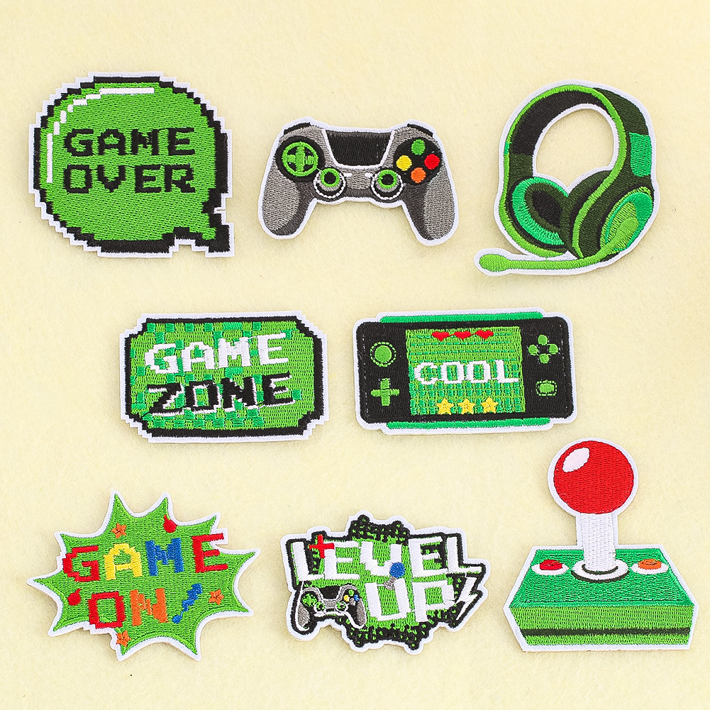 

8PCS/SET Embroidery Game Machine Joystick Series Patch Set Custom Iron on Transfers for Clothing DIY Apparel Sewing Supplies