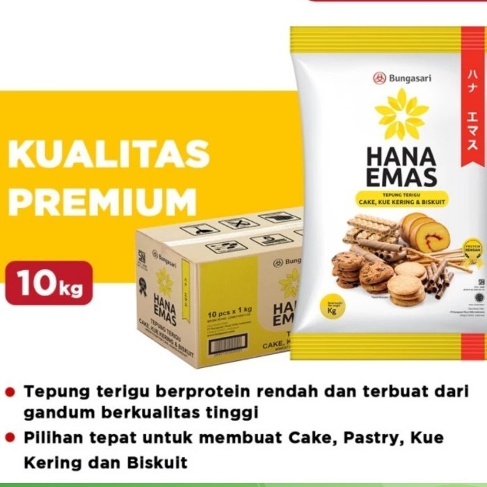 

TERJUAL Tepung Hana Emas dus (10 × 1 Kg)