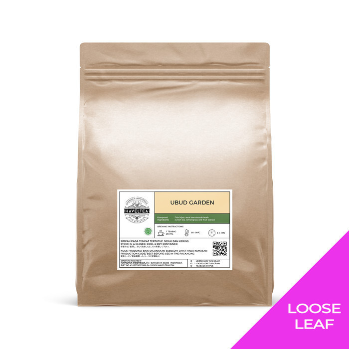 

TERJUAL UBUD GARDEN | Pouch | Haveltea | Teh Hijau Serai | Teh Herbal Rempah - Loose Leaf 250g