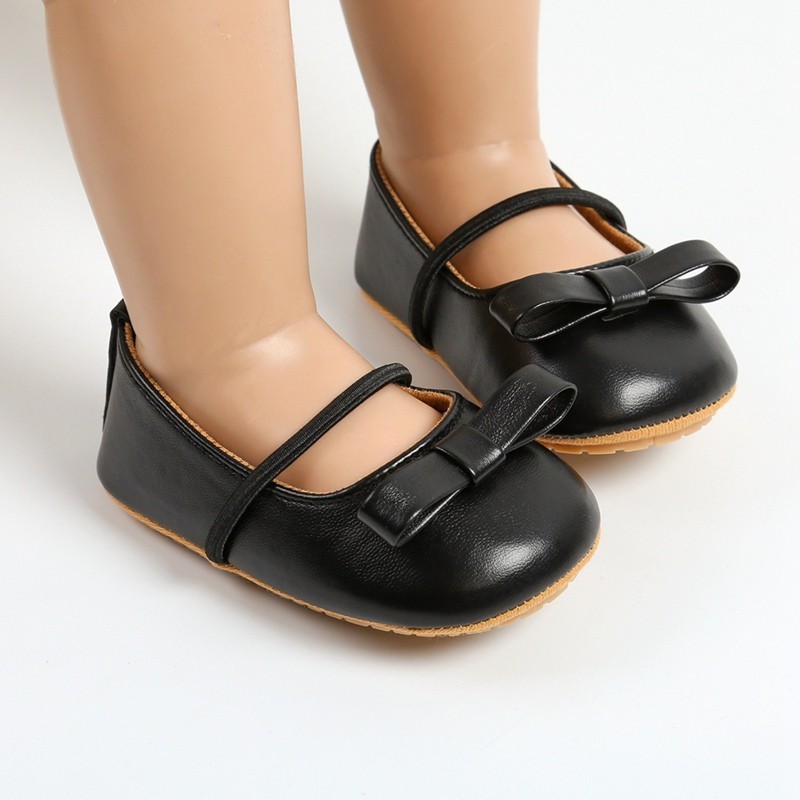 Baby Girl Bow Decoration Casual Leather Shoes Cute Baby Girl Soft Breathable Non Slip Leather Shoes 
