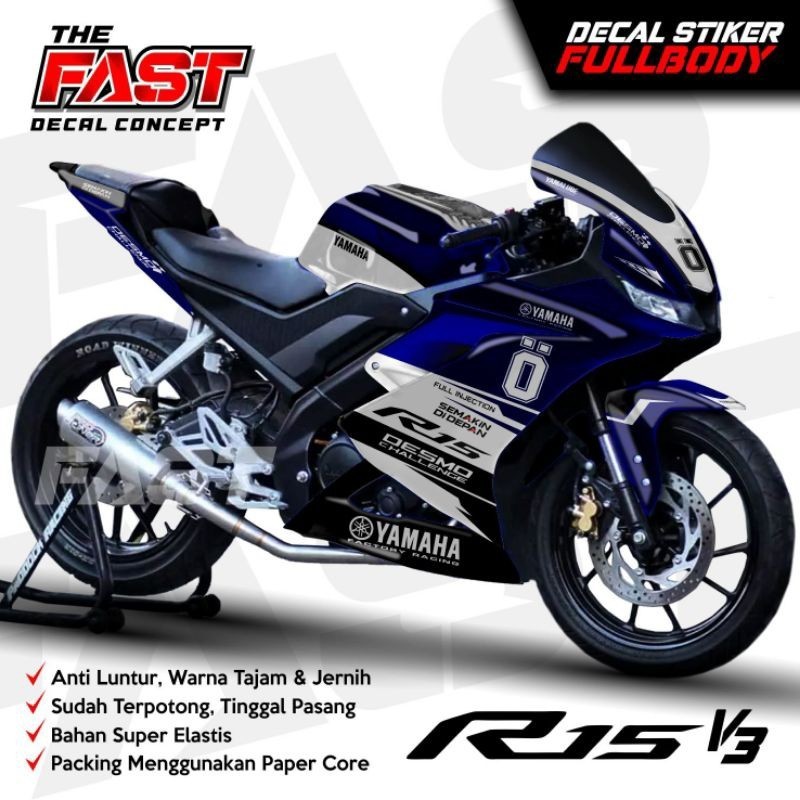 ⭐⭐⭐⭐⭐ BISA COD Decal Stiker Motor R15 V3 Full body Motif OHLINS Keren Striping Yamaha R15 V3 bisa co