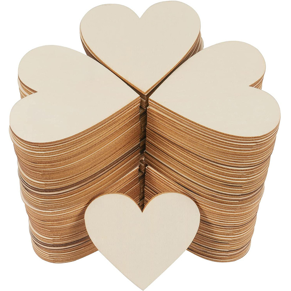 

3-100Pcs Unfinished Wooden Hearts Blank Wood Slices 1cm-10cm DIY Crafts Wooden Circle Discs for Christmas Painting Wedding Decor