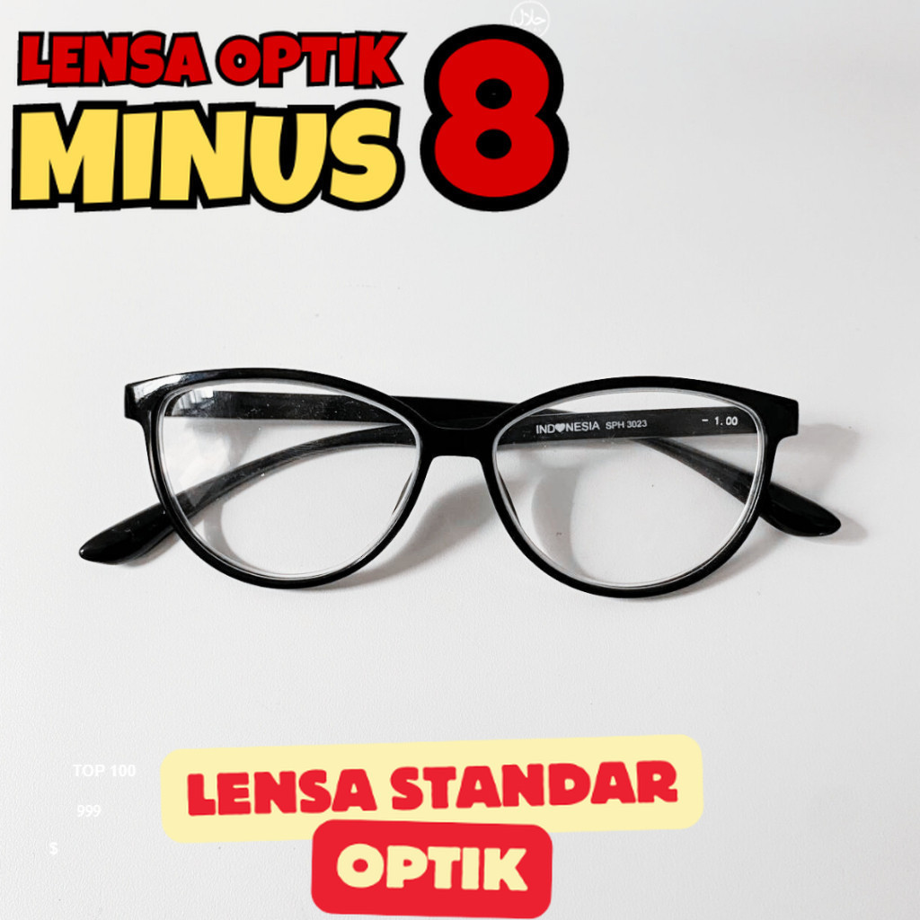 Optik Kacamata Minus Cateye Rabun Jauh Wanita - Sph3023 Lensa Standar Optik Sampai Minus 8 Bisa Phot