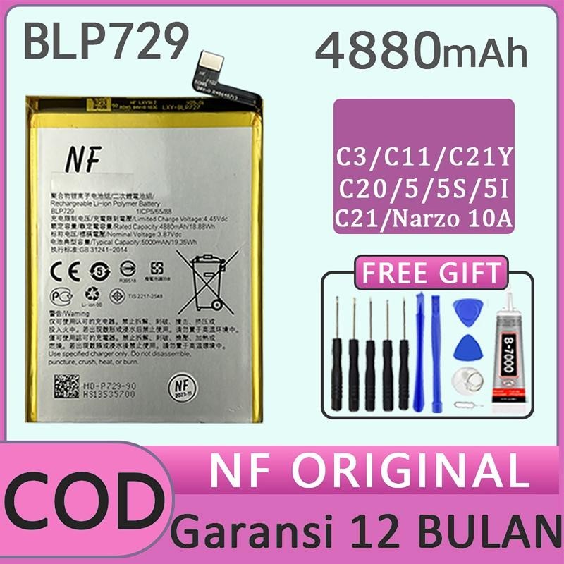 Baterai HP Battery 100% ORI NF Baterai HP Realme C3/C11/C21/C21Y/C20/5/5S/5I/Narzo 10A  O*PO-BLP729/