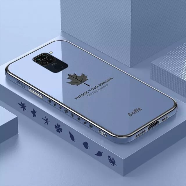 TDAcc Case Xiaomi Redmi Note 9 Silikon Maple Plating Motif Daun Terbaru - Biru