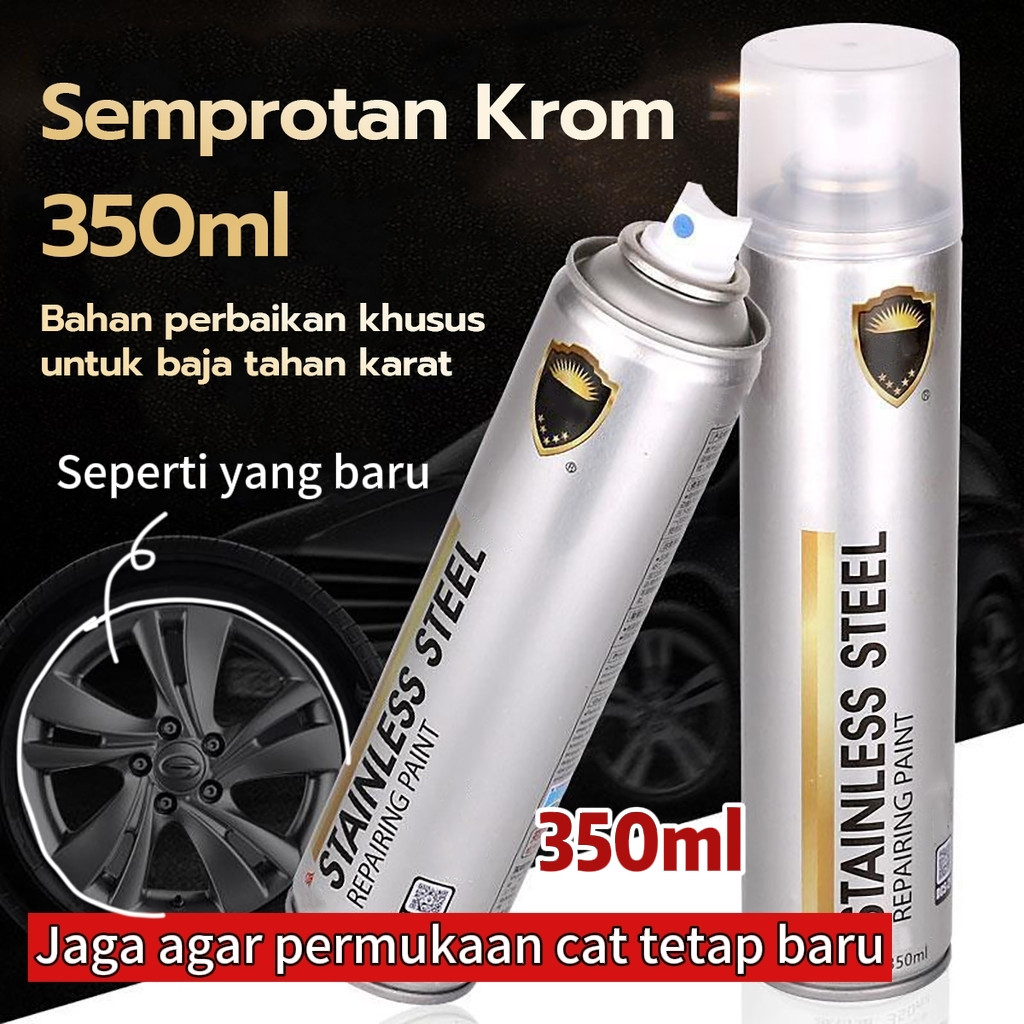 termurah asli Cat semprot chrome 350ml warna chrome Krum cat logam mobil stainless steel chrome