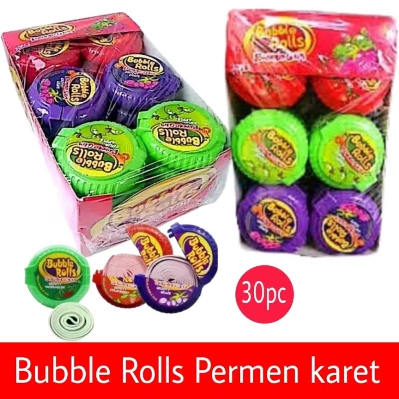 

( BISA COD ) PERMEN Karet bubble Roll isi 30 x 5gr / Crazy rolls bubble gum isi 30 pcs x 5 gram