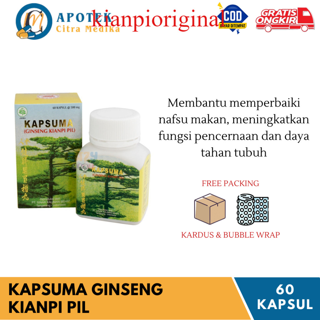 

Promo Ahir Bulan Kianpi Original Asli Kapsuma Ginseng Kianpi Pil - Penambah Berat Badan dan Napsu Makan [dijamin original 100%]
