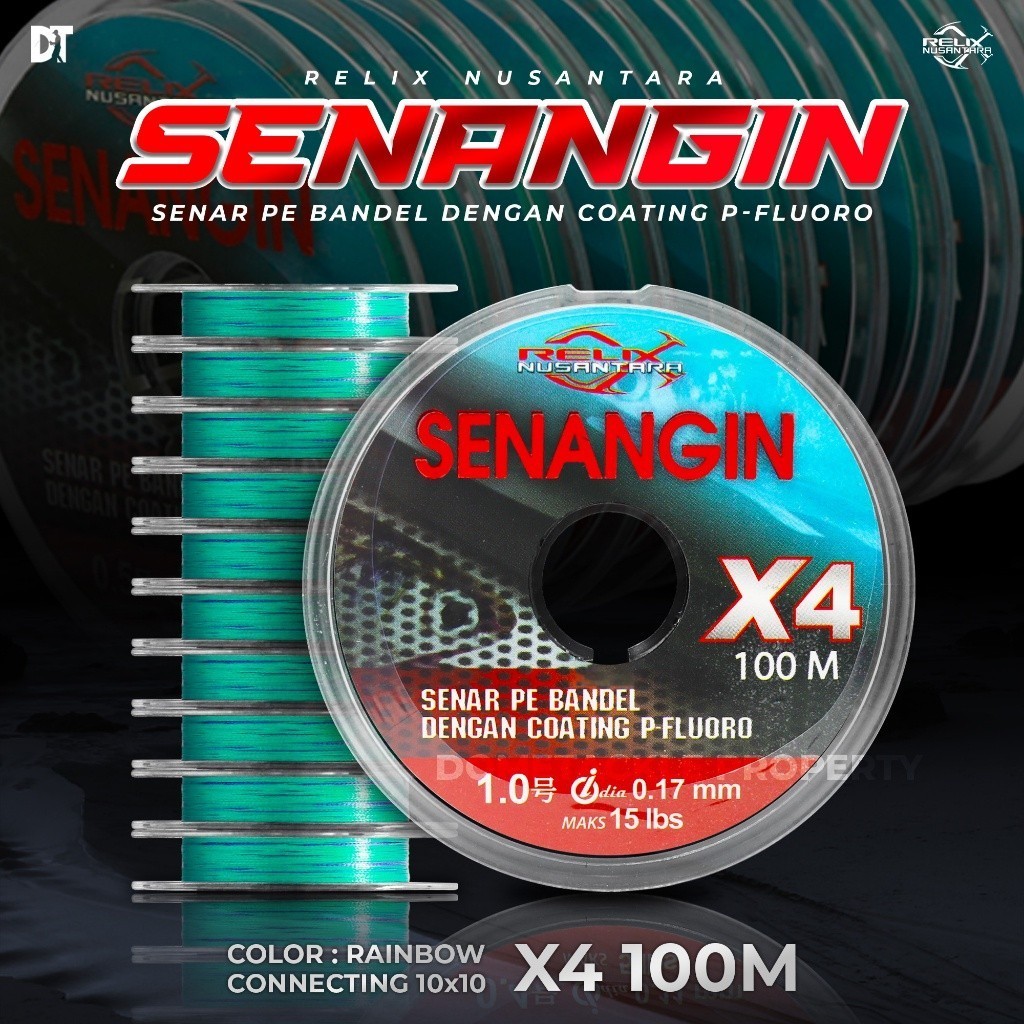 Senangin X4 Relix Nusantara Senar PE Connecting 100 Meter Multicolour Senar Pancing Benang PE 0.4 0.
