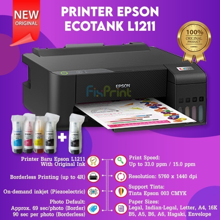 Printer Epson L121 l1210 L1216 L3210 L3216 L3250 L5290 Print Color l120