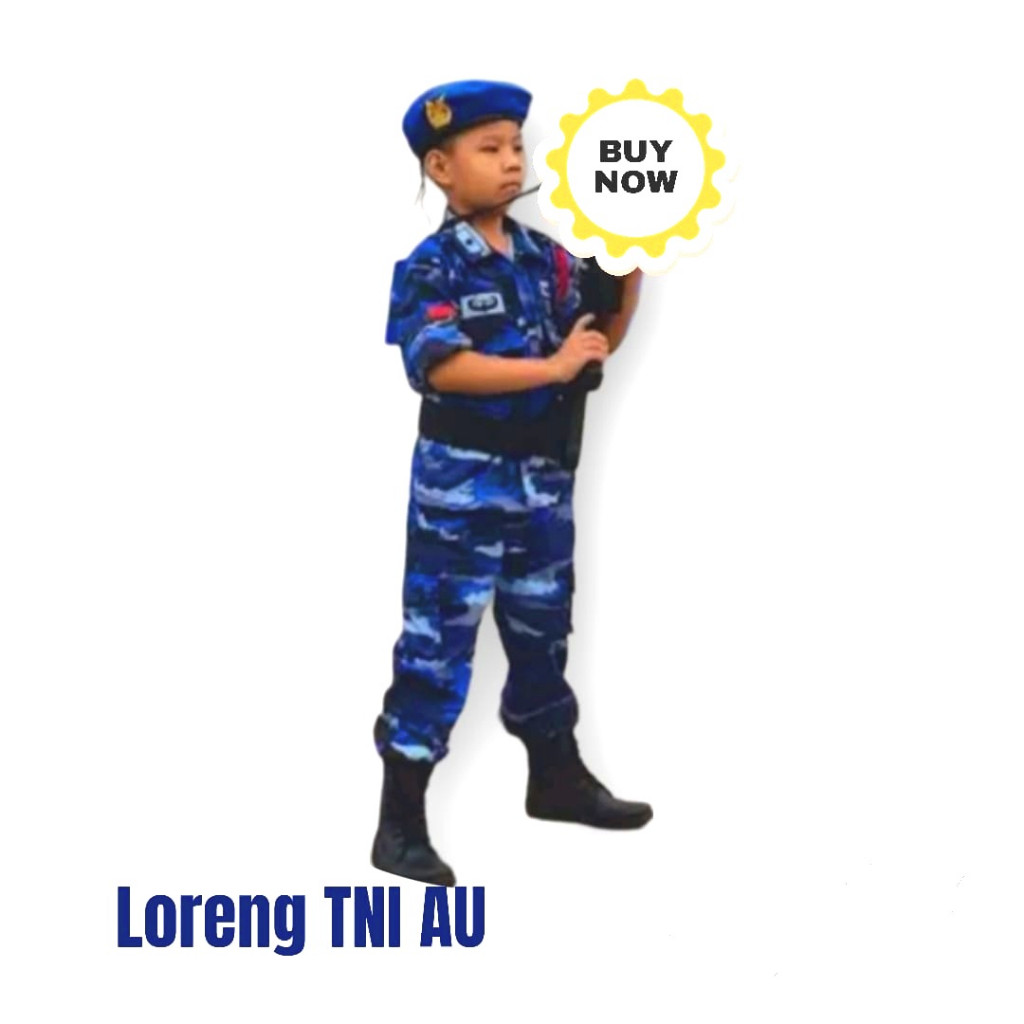 VT39MA Baju Loreng TNI AU anak komplit tembakan Kostum Loreng TNI AU Komplit Tembakan Loreng TNI AU 