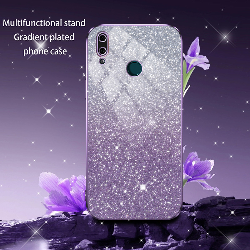 For Huawei Y9 2019 Case Flash Powder Gradient Plating Back cover Soft Silicone Casing