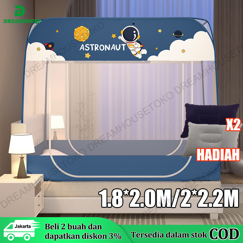 【2*Bantal Gratis】kelambu anti nyamuk/kelambu tidur tebal dan kuat 150x200CM/180x200CM/200x220CM kela