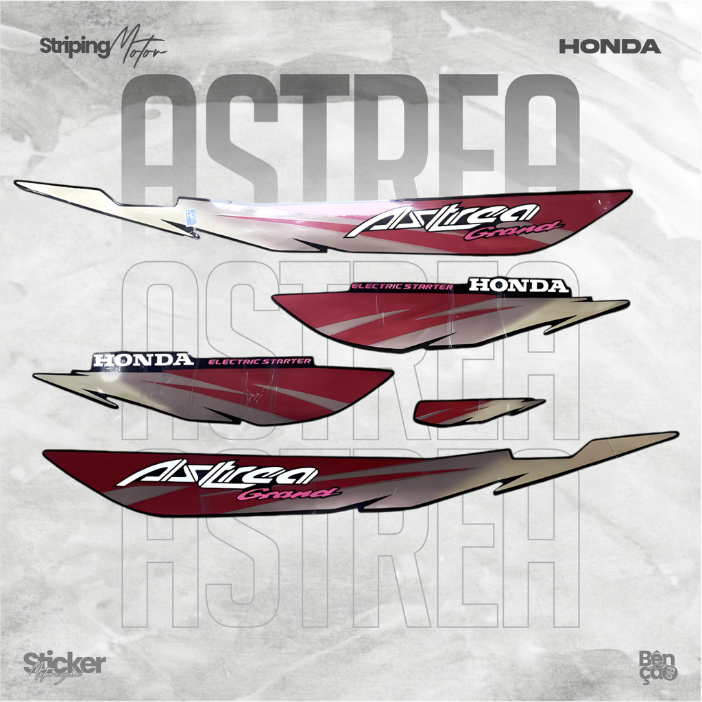Striping stiker motor | HONDA Astrea Grand ELEGANT LIMITED EDITION   hitam lis merah tua maroon   st