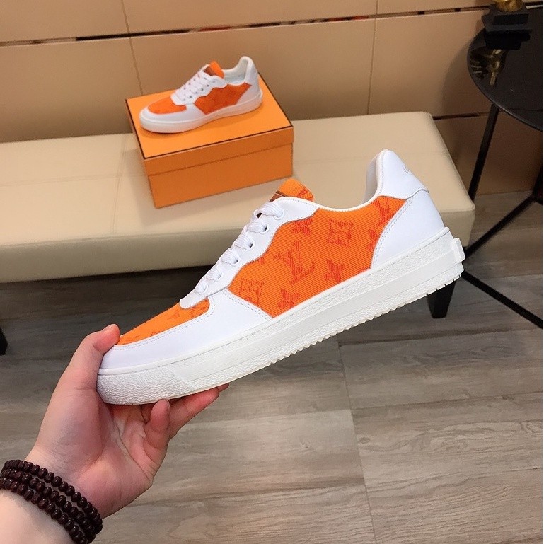 Louis Vuitton Low Cut Stylish simplicity Casual Shoes Sneakers Men White/Orange LV Logo