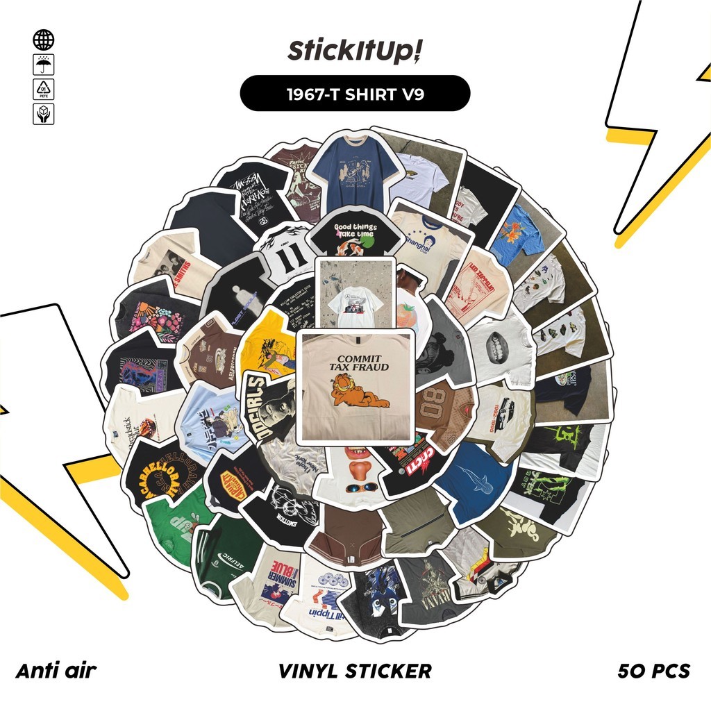 

COD✨ 50 Pcs Stiker T SHIRT V9 Lucu Anti Air Untuk Dekorasi Notebook Sepeda Skateboard Handphone DIY