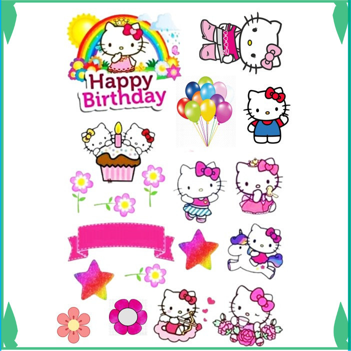 Topper Cake HELLO KITTY Custom/Hiasan Kue ULTAH Hello Kitty - FADHILPRINT
