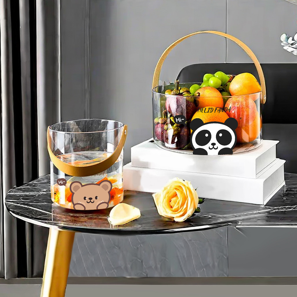 WORTHBUY Snacks Fruit Storage Basket With Handle Transparent Ice Bucket Portable Picnic Basket Multi
