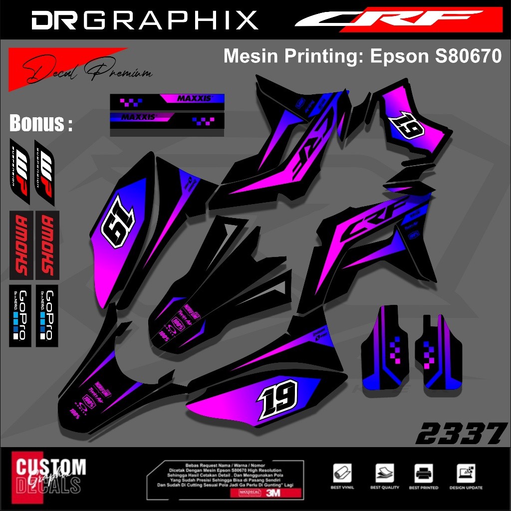 PREMIUM DECAL STIKER HONDA CRF 150L CRF 250 FULL BODY COSTUM DESAIN TERBARU kode CRF-14