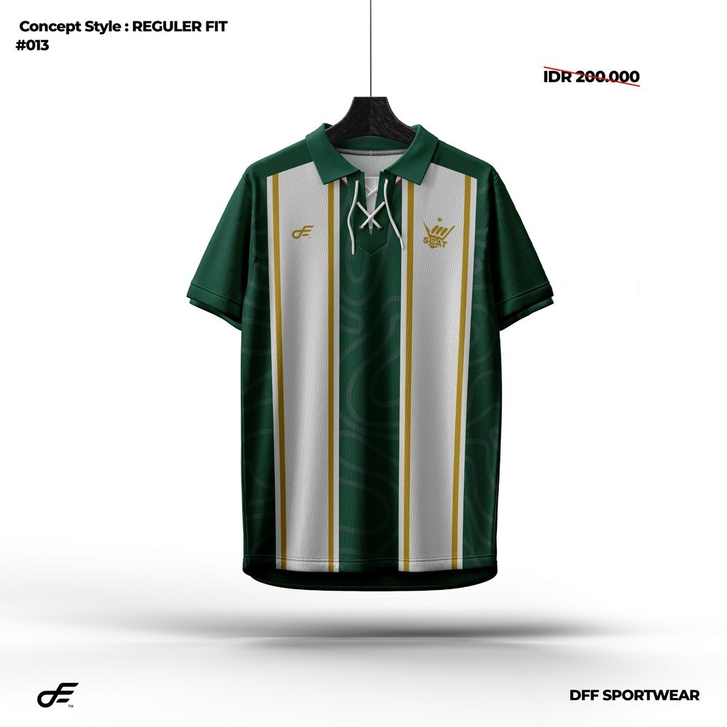 DFF SPORTWEAR  - HIJAU GOLD PUTIH JERSEY VINTAGE DENGAN TALI DFF JERSEY BAND / JERSEY VINTAGE / JERS