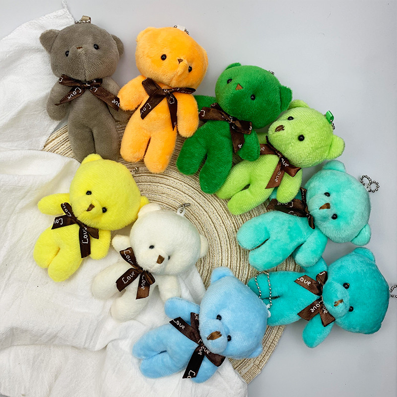

New Color Teddy Bear Plush Doll Toys 12cm Bear Animal Stuffed Doll Keychain Pendant Small Gift For Party Wedding Children Gifts
