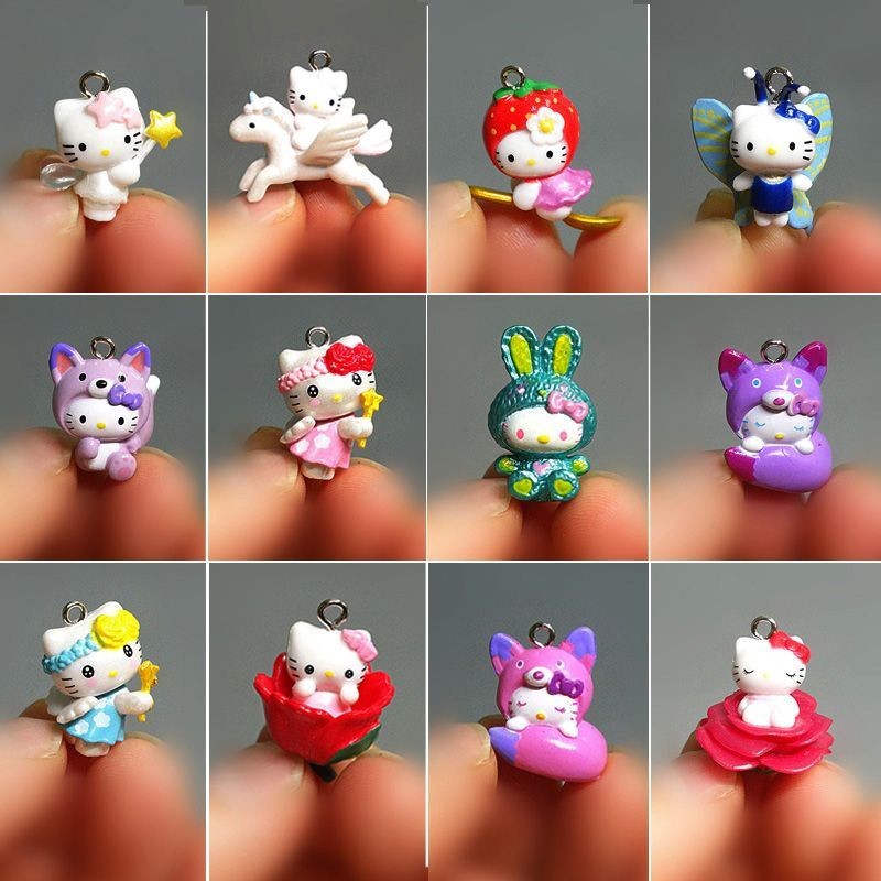 

Cartoon Sanrioed Hello Kittys Accessories Pendant Ins Girl Heart Kawaii Figure Ornament Doll Mini Keychain Ornament Holiday Gift
