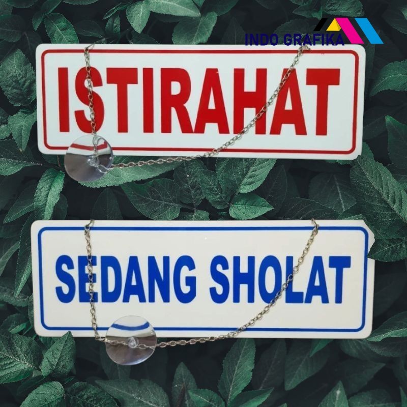 

Akrilik sign plat tulisan ISTIRAHAT dan SEDANG SHOLAT (bolak-balik)