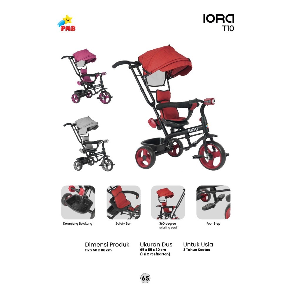 Sepeda Tiga Roda Anak PMB IORA T10 Tricycle T-10