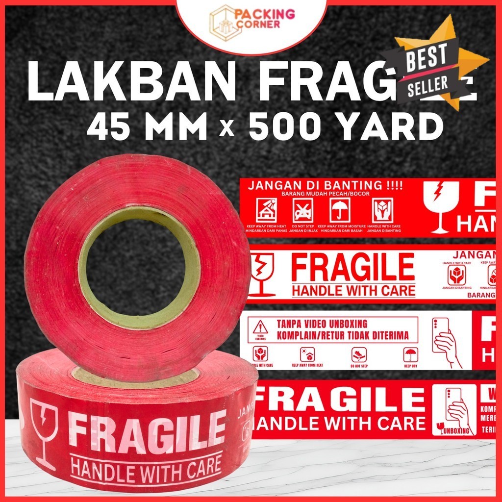 

Lakban Fragile Merah 2 Inch 500 Yard Jangan Dibanting 48 45 Mm 2" 500Y Handle With Care