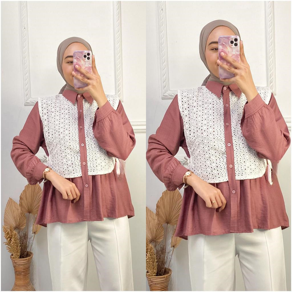 FF - ZHN BLOUSE KEMEJA POLOS MIX BROKLAT WANITA FINA / Dena Kemaja Pollo / KEMEJA CASUAL WANITA FORM