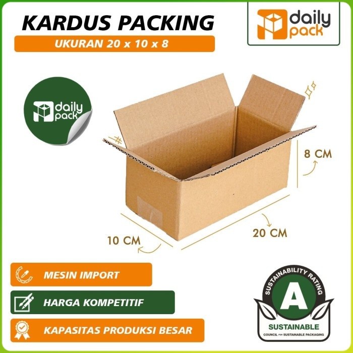 

Kardus Dus Packing Polos Box Ukuran 20x10x8