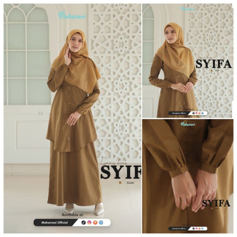 Seragam Dinas Pns Wanita Gamis Pemda Seragam Adem Simple Busui Bumil Pakaian Kerja Khaki Syifa Dress