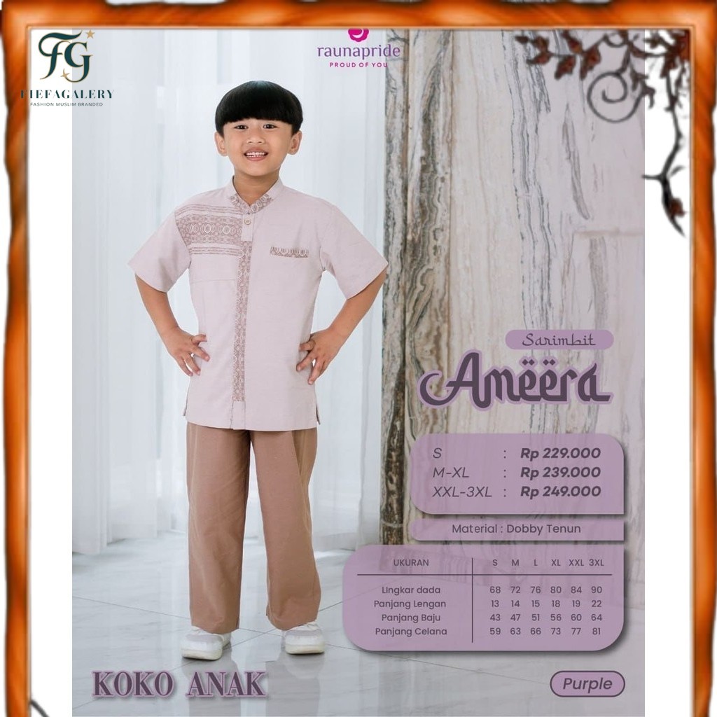 (Fg)RAUNA Terbaru/ Sarimbit Ameera Koko Anak By Rauna /Raunapride/Koko Anak Premium Lengan Pendek Se
