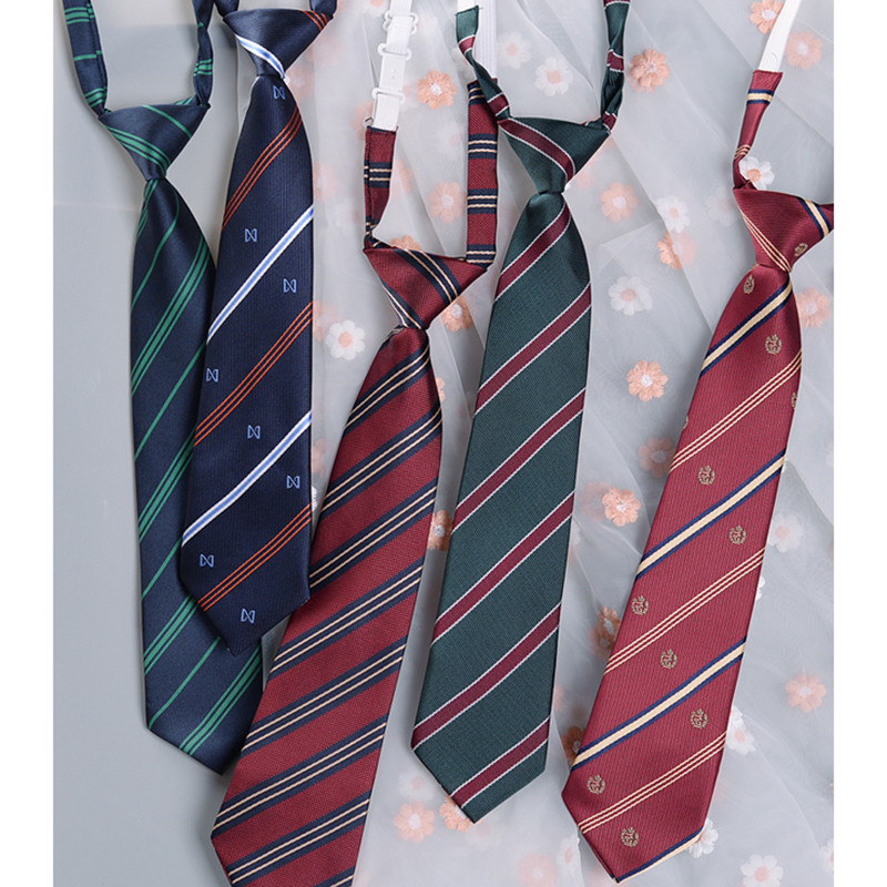Preppy ic JK Ties Women Young Girls Striped Necktie Retro Badge Brown Lazy-tie College Student DK Un