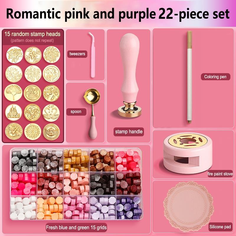 

Stamp Set Lacquered Stamp Sealing Wax Kit DIY Craft Supplies Scrapbooking Wedding Invitation Decorative Sealing Wax Set