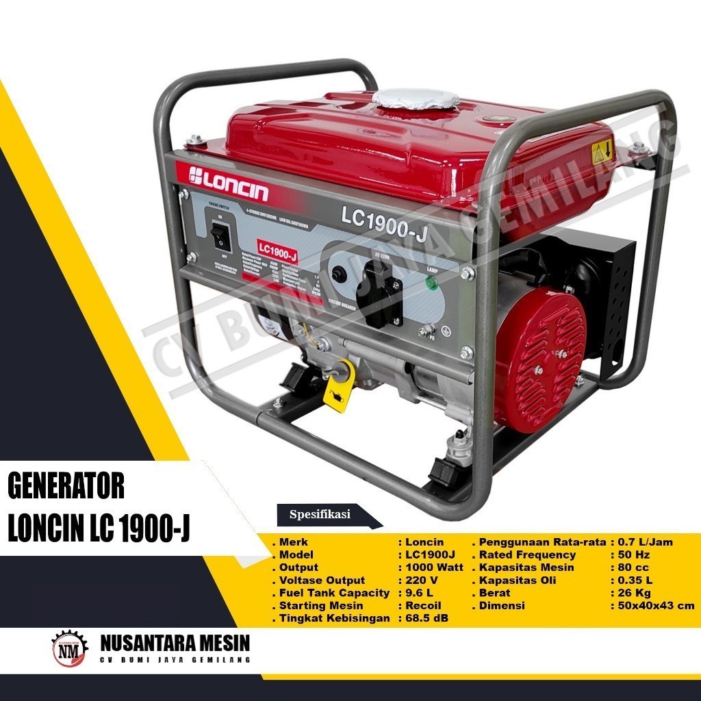 MESIN GENSET / GENERATOR LONCIN LC 1900J